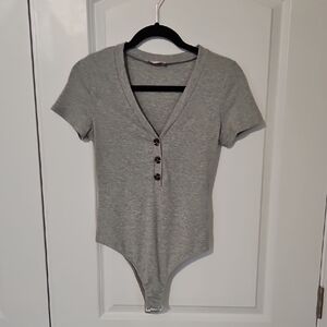 Pink Lily Gray Bodysuit Medium